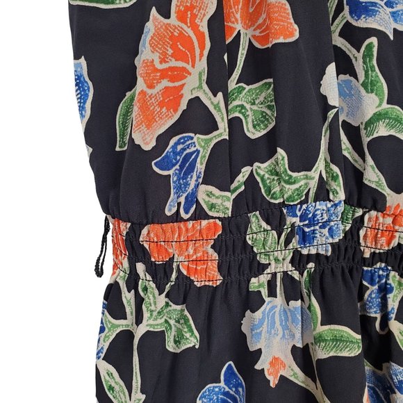 Joie Sz M Dress Deme Silk Chiffon Faux Wrap Hi Lo Flowing Midi Ruffle Hem Floral - Picture 9 of 11